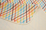 Yellow Stripes Stitching Premium Picnic Mat - Extra Thick & Waterproof Oxford Cloth Camping Blanket - 145x200cm - Front View