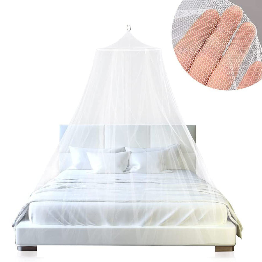White Hanging Princess Bed Canopy Mosquito Net - Dome Bedding for Dorm Rooms & Bedrooms (Fits =1.5m Beds)