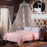 White Hanging Princess Bed Canopy Mosquito Net - Dome Bedding for Dorm Rooms & Bedrooms (Fits =1.5m Beds) - Rear View