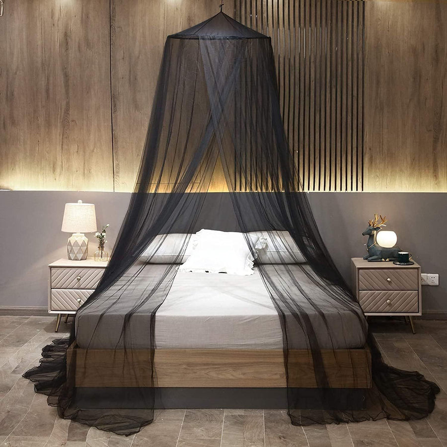 Black Hanging Princess Bed Canopy Mosquito Net - Dome Bedding for Dorm Rooms & Bedrooms (Fits =1.5m Beds)