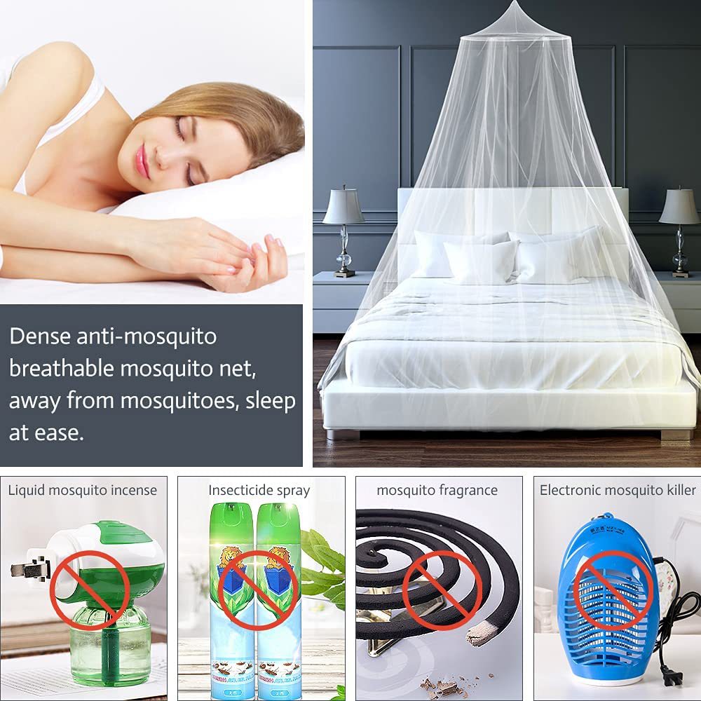 Black Hanging Princess Bed Canopy Mosquito Net - Dome Bedding for Dorm Rooms & Bedrooms (Fits =1.5m Beds)