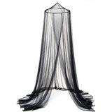 Black Hanging Princess Bed Canopy Mosquito Net - Dome Bedding for Dorm Rooms & Bedrooms (Fits 1.8m-2m Beds) - Front View