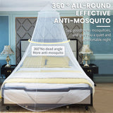White Hanging Princess Bed Canopy Mosquito Net - Dome Bedding for Dorm Rooms & Bedrooms (Fits 1.8m-2m Beds) - Close-Up Angle
