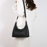 Black Women's Trendy PU Leather Shoulder Bag - Fashionable Underarm Hobo Bag with Adjustable Strap - Top-Down View