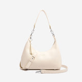 Beige Women's Trendy PU Leather Shoulder Bag - Fashionable Underarm Hobo Bag with Adjustable Strap