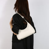 Beige Women's Trendy PU Leather Shoulder Bag - Fashionable Underarm Hobo Bag with Adjustable Strap - Side View