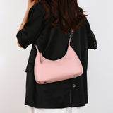 Pink Women's Trendy PU Leather Shoulder Bag - Fashionable Underarm Hobo Bag with Adjustable Strap - Side View