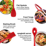 Black 10-Piece Premium Silicone Kitchen Utensil Set - Heat Resistant, Non-Stick Cookware - 45-Degree Angle