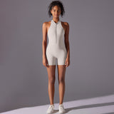 Size L White Gray High-Impact Seamless Bodysuit - Nude Feel Yoga & Fitness Romper