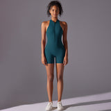 Size S Dark Green High-Impact Seamless Bodysuit - Nude Feel Yoga & Fitness Romper - Front View