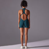 Size XL Dark Green High-Impact Seamless Bodysuit - Nude Feel Yoga & Fitness Romper - Top-Down View