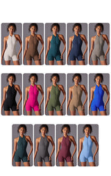 Size S Olive Green High-Impact Seamless Bodysuit - Nude Feel Yoga & Fitness Romper - Rear View
