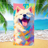 Colorful Dog Pattern 2-in-1 Foldable Beach Towel & Backpack - Microfiber Travel Set is concise - Close-Up Angle