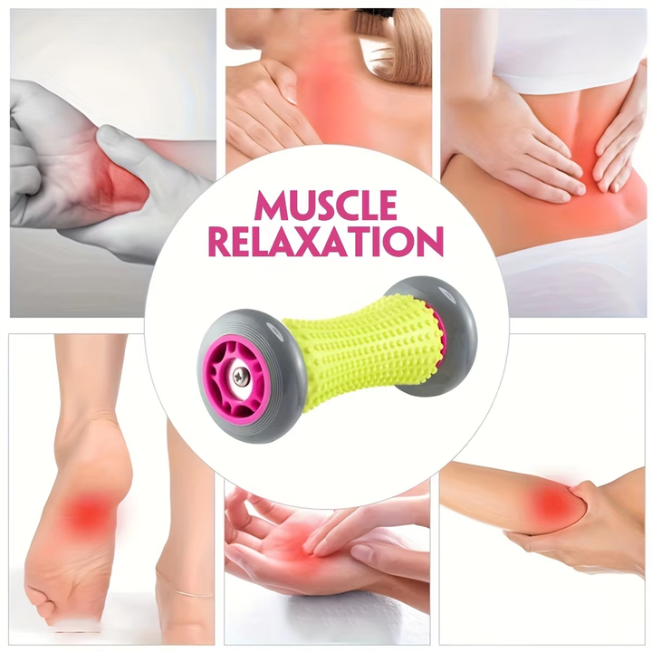 Green And Grey Foot Massage Roller - Plantar Fasciitis & Muscle Relief Tool