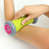 Green And Grey Foot Massage Roller - Plantar Fasciitis & Muscle Relief Tool - Side View