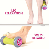 Green And Grey Foot Massage Roller - Plantar Fasciitis & Muscle Relief Tool - Close-Up Angle