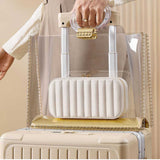 White Dual Zipper Portable Jewelry Box with Mirror - Travel Jewelry Organizer - 45-Degree Angle