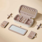 Black Dual Zipper Portable Jewelry Box with Mirror - Travel Jewelry Organizer - Top-Down View