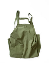 Green Cotton Linen H-Back Apron - Solid Color Kitchen Cooking Apron with Pocket - Front View