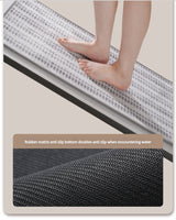 Black Safe & Dry Bathroom Mat - Non-Slip Absorbent Bath Rug 40x60cm - Front View