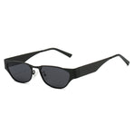 Black Retro Cat Eye Sunglasses - Metal Frame, UV400 Protection