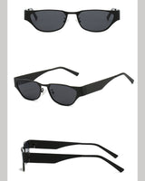 Black Retro Cat Eye Sunglasses - Metal Frame, UV400 Protection - Front View
