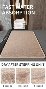 Grey Quick Dry Bathroom Rug - Non-Slip PVC Foam, Super Absorbent, 50x80cm - Front View