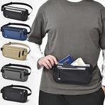 Black(Gray Zipper) Nylon Travel Waist Pack - Waterproof, RFID Blocking, Lightweight