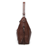 Coffee Spacious & Stylish  PU Leather Tote Bag -  Versatile Shoulder/Crossbody