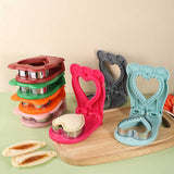 3 Pcs Red Heart Sandwich Maker Sealer - DIY Toast Pocket Bread Cutter & Sealer Mold (PP + 304 Stainless Steel) - Front View