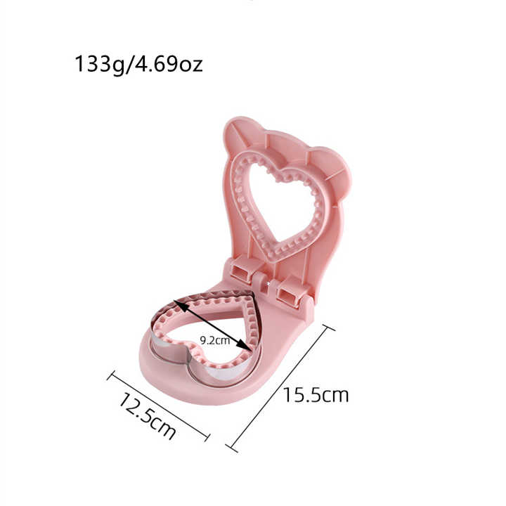 3 Pcs Pink Heart Sandwich Maker Sealer - DIY Toast Pocket Bread Cutter & Sealer Mold (PP + 304 Stainless Steel)