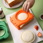3 Pcs Orange Round Sandwich Sealer & Cutter - Safe Hand Guard Design, DIY Pocket Bread Mold