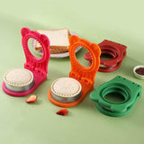 3 Pcs Rose Red Round Sandwich Sealer & Cutter - Safe Hand Guard Design, DIY Pocket Bread Mold - Front View