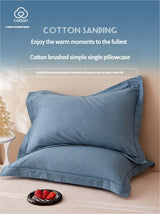 Yellow Pure Cotton Flannel Pillowcase Set - Soft, Thickened, Solid Color (Pair, 48x74cm) - Front View
