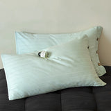 Bright Green Wide Stripes Long Staple Cotton Sateen Pillowcase Set - Jacquard Striped, Pure Cotton, 48x74cm (Pair)