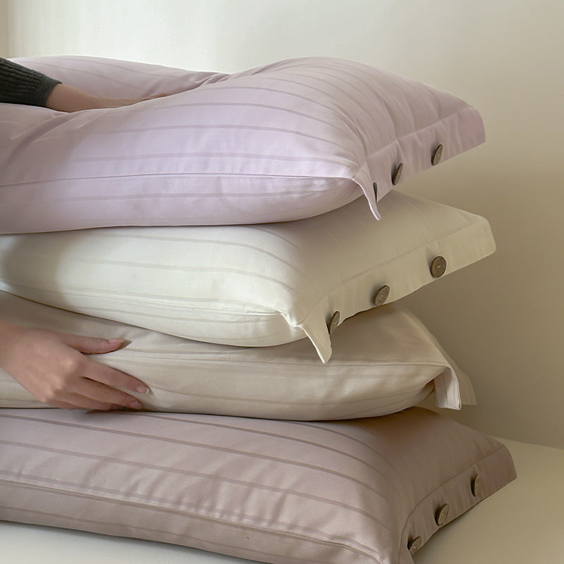Blue Pinstripe Long Staple Cotton Sateen Pillowcase Set - Jacquard Striped, Pure Cotton, 48x74cm (Pair)