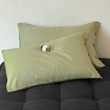 Dark Green Pinstripe Long Staple Cotton Sateen Pillowcase Set - Jacquard Striped, Pure Cotton, 48x74cm (Pair)