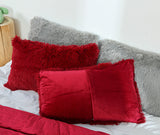 White Faux Fur Pillowcase Set - Crystal Velvet Plush Throw Pillow Covers, Bedding Accent (50x70cm, Pair) - Rear View