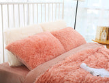 White Faux Fur Pillowcase Set - Crystal Velvet Plush Throw Pillow Covers, Bedding Accent (50x70cm, Pair) - Extra Image