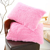 Dark Pink Faux Fur Pillowcase Set - Crystal Velvet Plush Throw Pillow Covers, Bedding Accent (50x70cm, Pair)