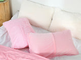 Light Blue Faux Fur Pillowcase Set - Crystal Velvet Plush Throw Pillow Covers, Bedding Accent (50x70cm, Pair) - Front View