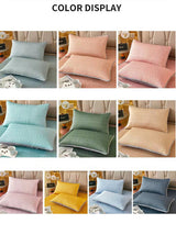Dark Blue Cooling latex texture Pillowcase Set - Latex Feeling, Solid Color, 48x74cm (Pair) - Top-Down View
