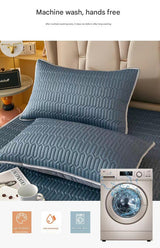 Light Blue Cooling latex texture Pillowcase Set - Latex Feeling, Solid Color, 48x74cm (Pair) - Front View