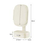 Milky White LED Lighted Tri-Fold Makeup Mirror with Storage Drawer & Magnification(USB Charging Port)
