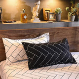 Luxurious Black Chevron 3-Piece Polyester Duvet Cover Set with 2 Pcs Pillowcases – Elegant Bedding, Machine Washable, 173x230cm Duvet + 51x76cm Pillowcases - Side View