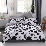 Black and White Cow Pattern 3-Piece Polyester Duvet Cover Set with 2 Pcs Pillowcases - Elegant Bedding, Machine Washable, 173x230cm Duvet + 51x76cm