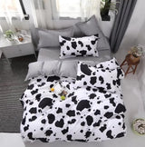 Black and White Cow Pattern 3-Piece Polyester Duvet Cover Set with 2 Pcs Pillowcases - Elegant Bedding, Machine Washable, 173x230cm Duvet + 51x76cm