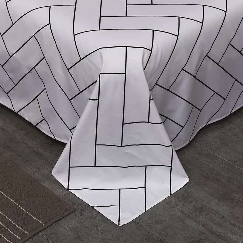 Black and White Cow Pattern 3-Piece Polyester Duvet Cover Set with 2 Pcs Pillowcases - Elegant Bedding, Machine Washable, 173x230cm Duvet + 51x76cm