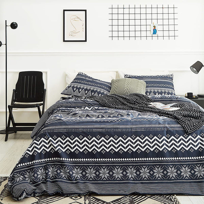 Black and White Cow Pattern 3-Piece Polyester Duvet Cover Set with 2 Pcs Pillowcases - Elegant Bedding, Machine Washable, 173x230cm Duvet + 51x76cm