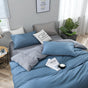 Gray And Blue Stitching Ultra-Soft Solid Color 4-Piece Bedding Set - Queen Size(Suitable for 2m bed)